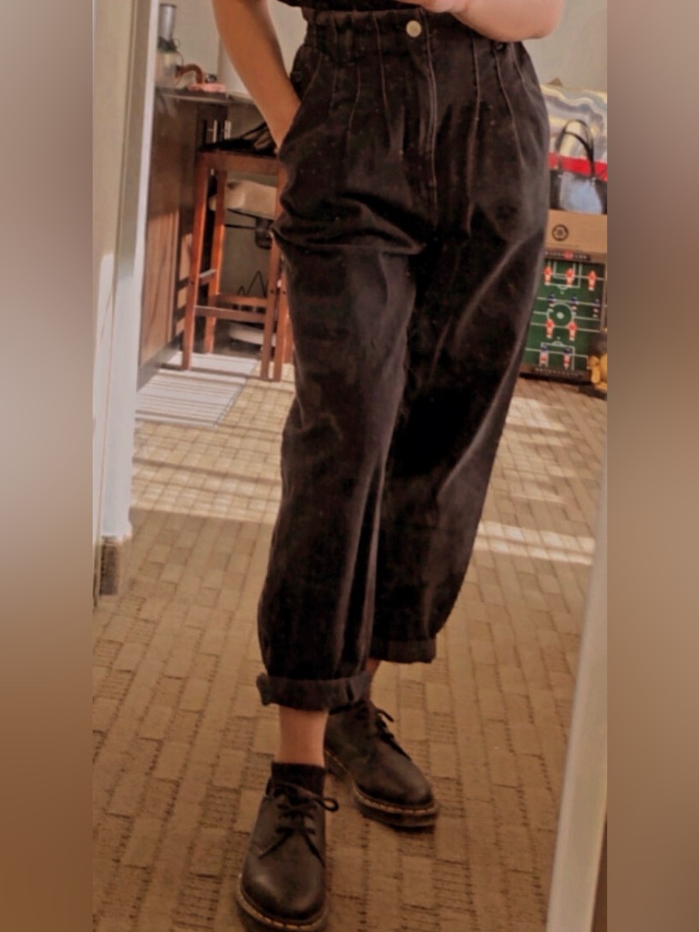 Women’s Zara Black Pleated High-Waist Chinos
